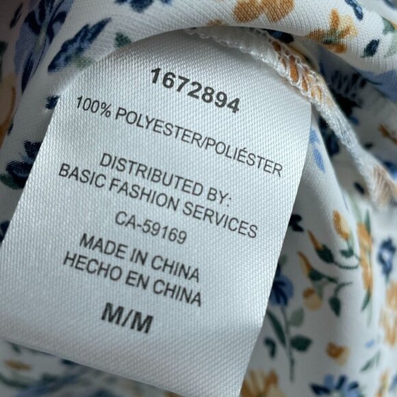 Mario Serrani Womens Floral V-Neck Top 3/4 Sleeves M Chiffon NWT 0294 - Picture 4 of 10